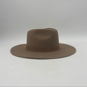 Wool Felt Fedora Hat Tan Camel Band
